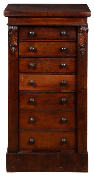  [FURNITURE]. English Mahogany Wellington Chest. [England, c...