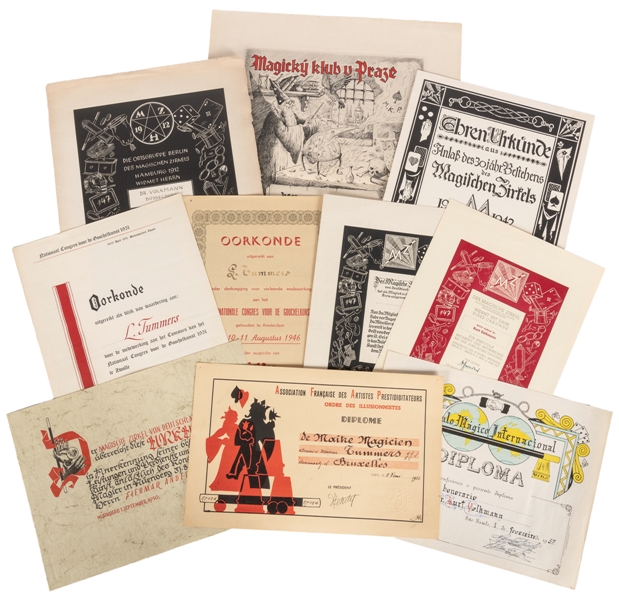  [CERTIFICATES]. Collection of German and European Magic Soc...