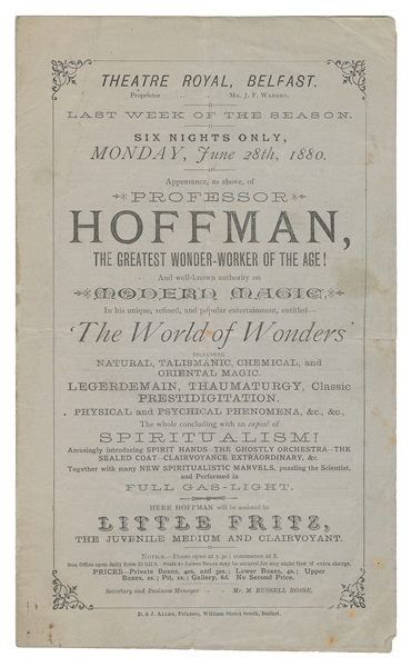  HOFFMANN, Professor (Angelo Lewis, 1839 – 1919). Professor ...