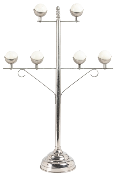  Billiard Ball Stand. German, ca. 1950. Tall plated metal st...