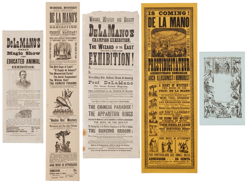  DE LA MANO. Group of 5 Broadsides and Handbills. New York, ...