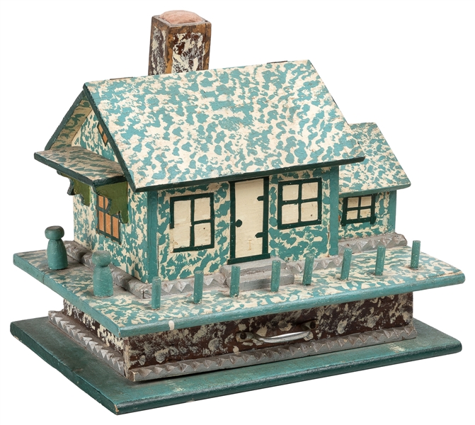  [FOLK ART] (American, 20th Century). House Shaped Sewing Bo...