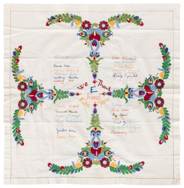  [FOLK ART] (American, 20th Century). Thank You Embroidery w...