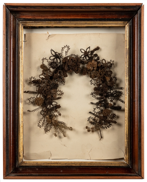  [FOLK ART] (American, 19th Century). Victorian Hair Wreath ...