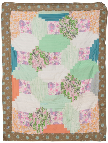  [FOLK ART QUILT]. Log Cabin Variation. ca. 1960s. Artist un...