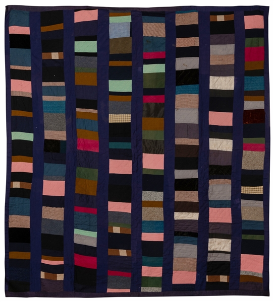  [FOLK ART QUILT]. Random Bars Pattern. Mennonite. ca. 1940s...