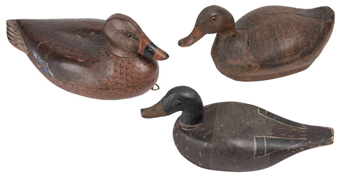  [FOLK ART] Duck Decoys (Group of 3) Wood (carved and lamina...