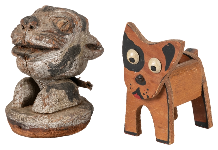  [FOLK ART] (American, 20th Century). Cat and Dog Figures. W...