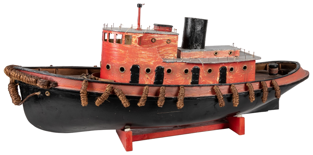  [FOLK ART] (American, 20th century). Tug Boat. Not dated. M...