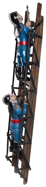  [CAROUSEL FIGURES] Firemen Climbing a Ladder. Automotive Ca...