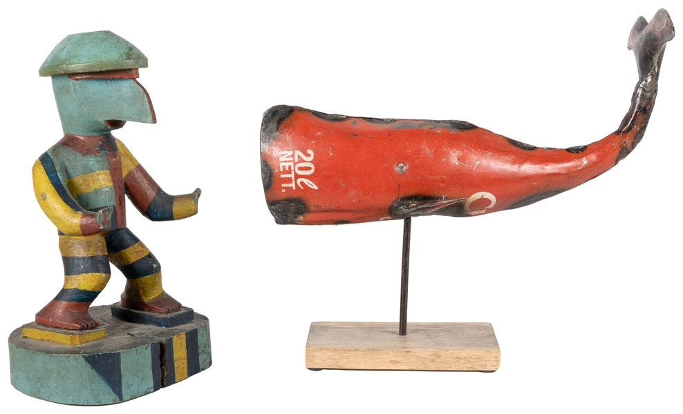  [ETHNOGRAPHIC] A Welded Metal Whale and Kachina Carved Wood...