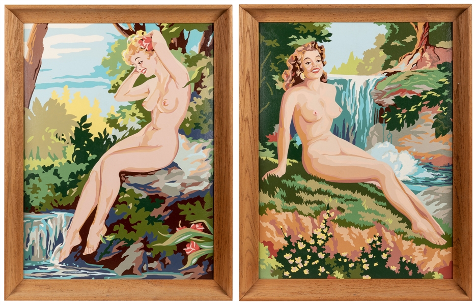  [ARTIST UNKNOWN]. Two “Paint by Numbers” Nudes. [Ca. 20th c...