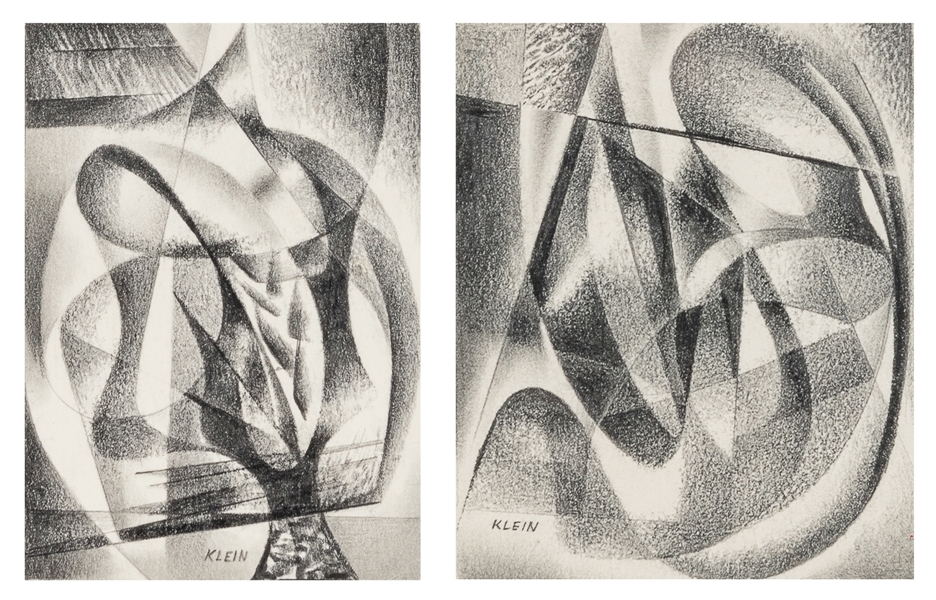 KLEIN, Medard (American, 1905-2002) Untitled together with #4. (Abstractions). Two Works. Circa 1940s. 