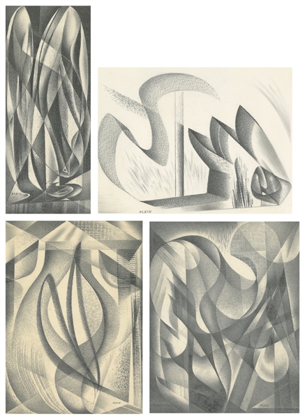 KLEIN, Medard (American, 1905-2002) Untitled (Abstractions). Four Works. Circa 1940s. Graphite on paper. 