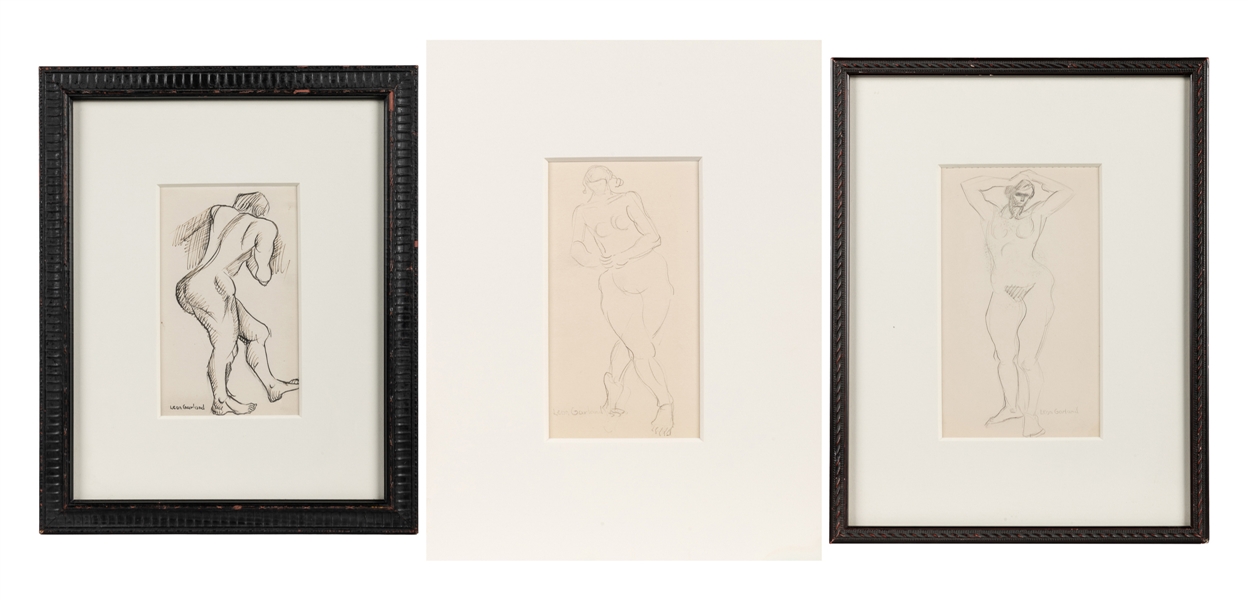 GARLAND, Leon (American, 1896-1941) Untitled. (Three Nudes). Three Works. Not dated. Ink or pen