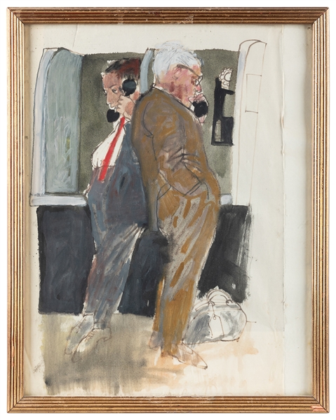  MUELLER, Howard (American, 1930-2011) Making Calls. Gouache...