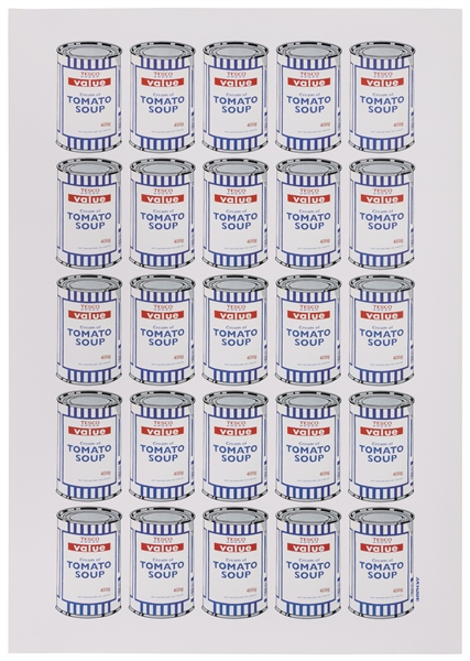  BANKSY. Tesco Value Tomato Soup Cans. 2017. Color offset li...