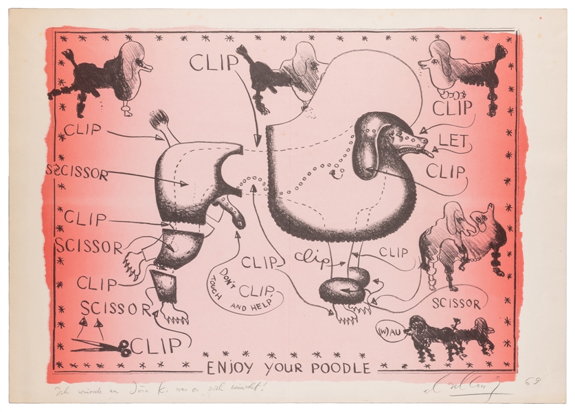  [ARTIST UNKNOWN]. Enjoy your Poodle. 1969. Lithograph. Sign...