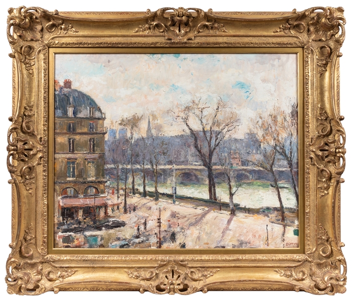  FILLON, Arthur (French, 1900-1974). Le Quai du Louvre. Oil ...