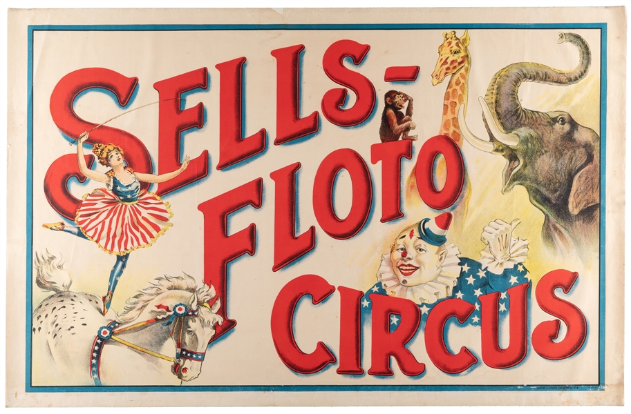  Sells Floto Circus. Erie: Erie Litho Co., ca. 1920s/30s. Co...