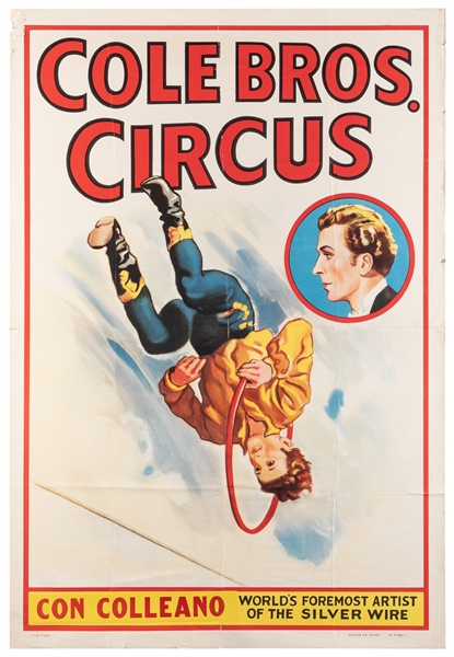  Cole Bros. Circus / Con Colleano, World’s Foremost Artist o...