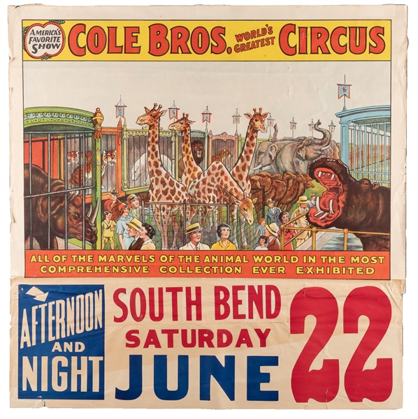  Cole Bros. Circus / All the Marvels of the Animal Kingdom. ...