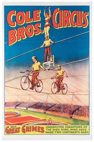  Cole Bros. Circus / The Great Grimes. Erie Litho Co., ca. 1...