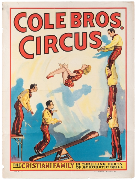  Cole Bros. Circus / Cristiani Teeterboard. Circa 1945. Colo...