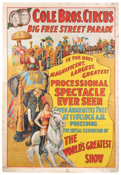  Cole Bros. Circus / Big Free Street Parade. Erie Litho Co.,...