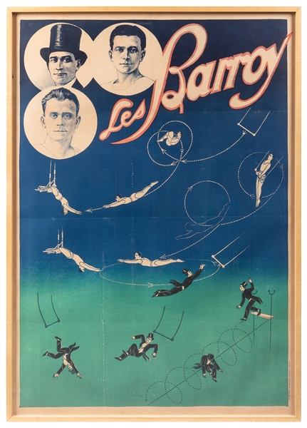  Les Barroy Acrobat Poster. Paris: Harford, 1930s. Color lit...