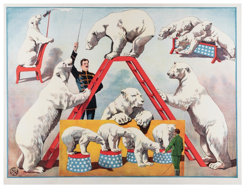  Adolph Friedlander Trained Polar Bears poster. Hamburg: Ado...