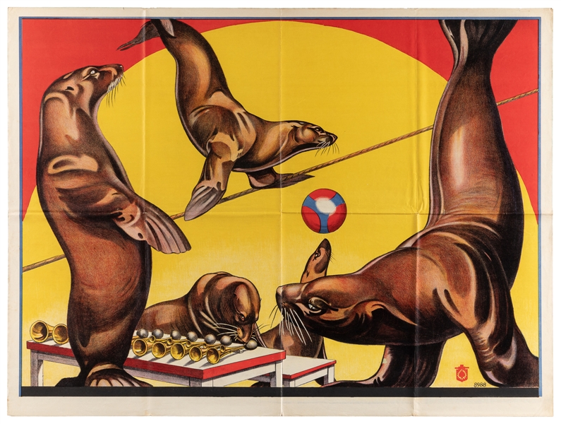  Adolph Friedlander Trained Seals Circus Poster. [Hamburg: A...