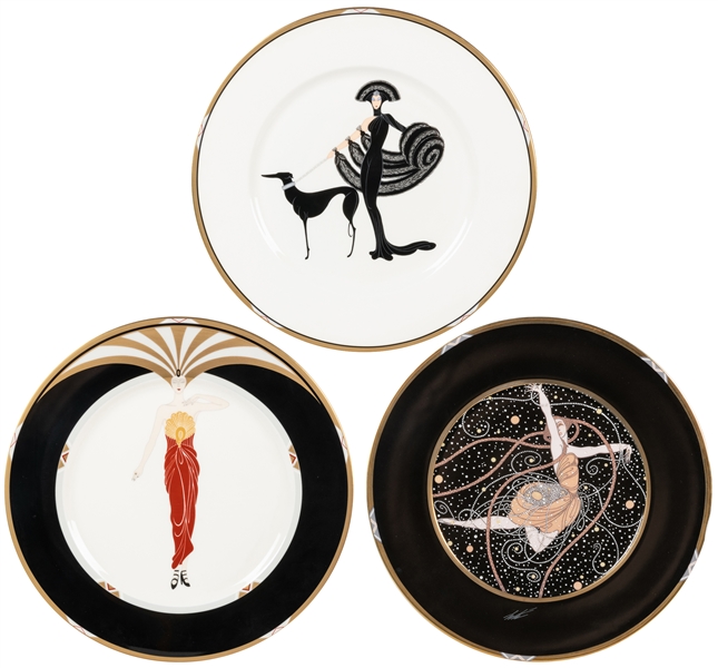  ERTE (Russian/French, 1892 – 1990). Group of Three Plates f...