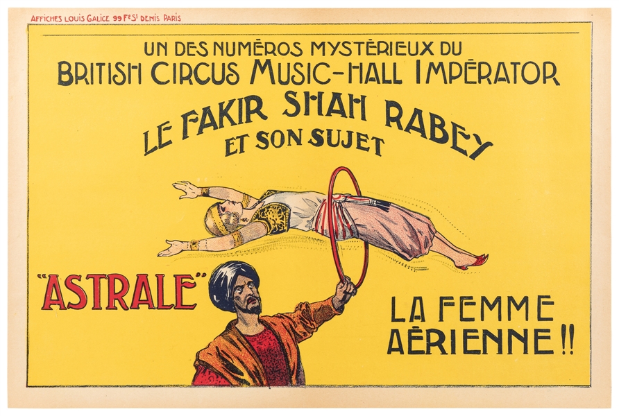  British Circus Music-Hall Imperator / Le Fakir Shah Rabey. ...