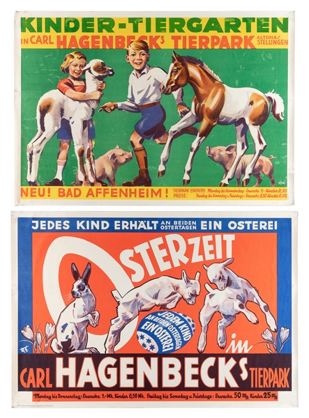  Pair of Carl Hagenbeck’s Tierpark Posters. [Circa 1930s-50s...