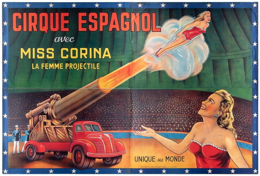  The Projectile Woman / La Femme Projectile Circus Poster. C...