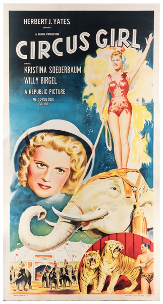  Circus Girl Film Poster. Republic, 1956. Three-sheet. Very ...