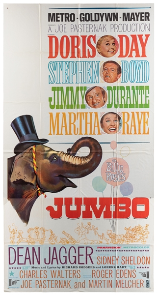  Jumbo. Hollywood: MGM Studios, 1962. Three-sheet. Large col...