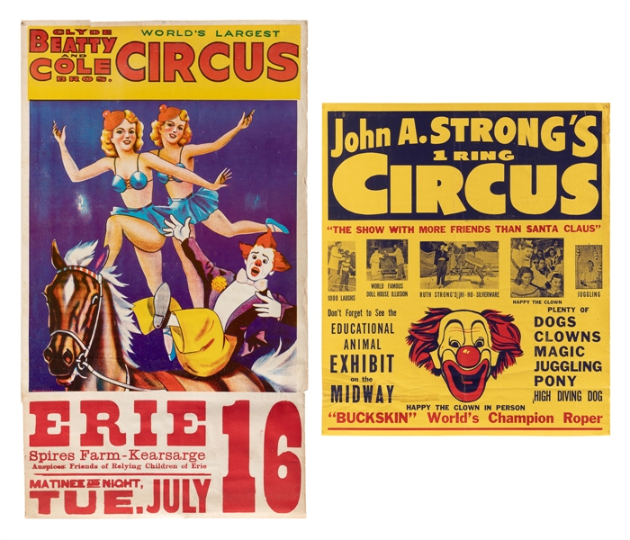  Group of 6 circus posters. American and Italian, ca. 1960s-...