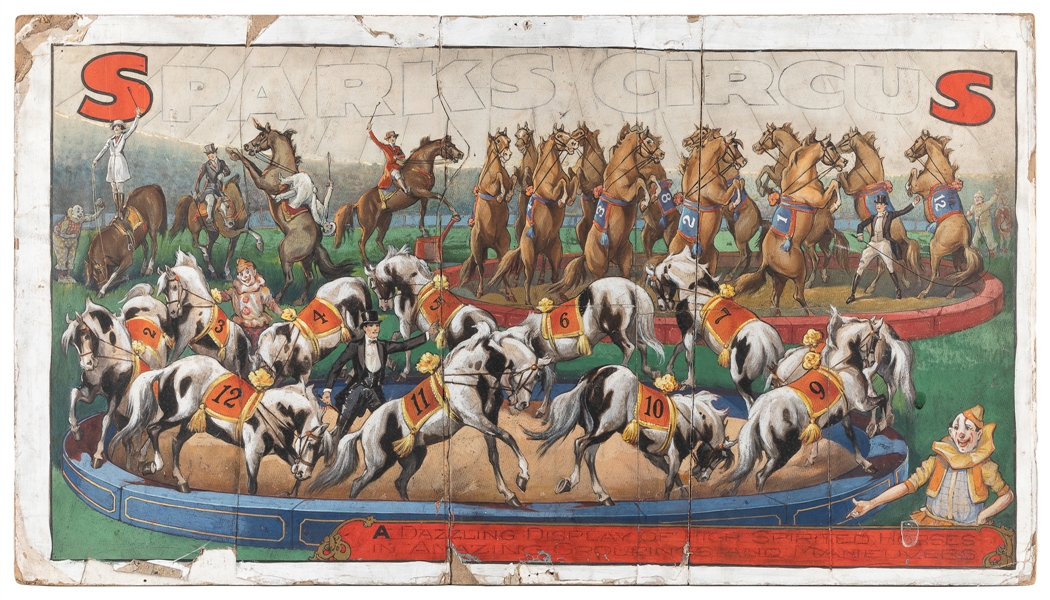  [POSTER MAQUETTE]. Sparks Circus / Trained Horses. Early 19...