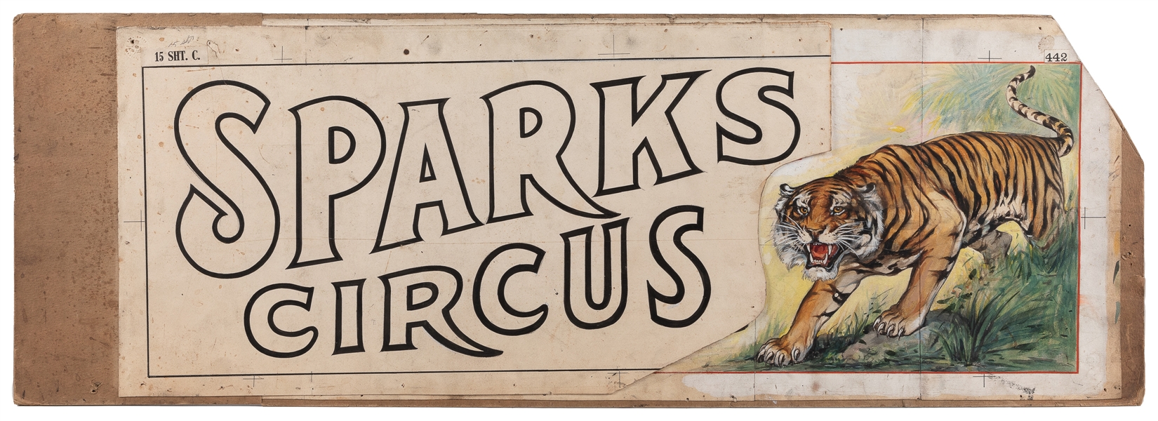  [POSTER MAQUETTE]. Sparks Circus / Tiger. [Erie Litho Co., ...