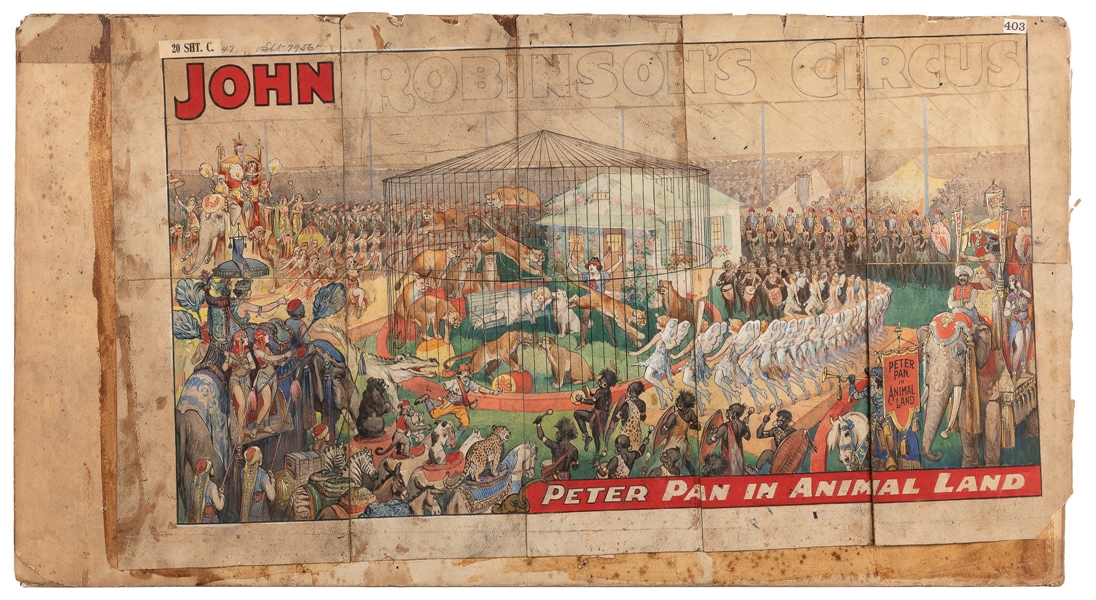  [POSTER MAQUETTE]. John Robinsons Circus / Peter Pan in Anima...