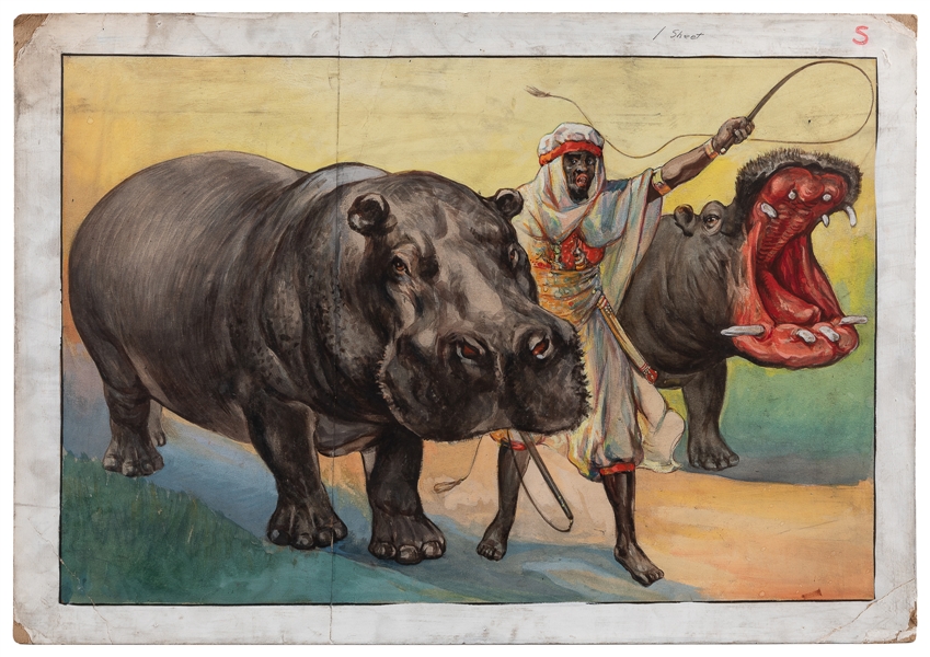  [POSTER MAQUETTE]. Al G. Barnes Circus / Hippo Trainer. Eri...