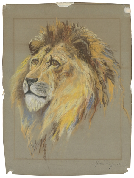  [POSTER MAQUETTE]. MEYER, [Savern?]. Lion Head. 1930. Paste...