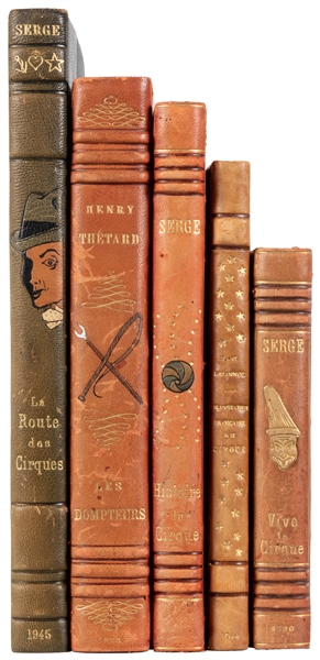  [BINDINGS]. Group of 5 circus books in custom fine bindings...