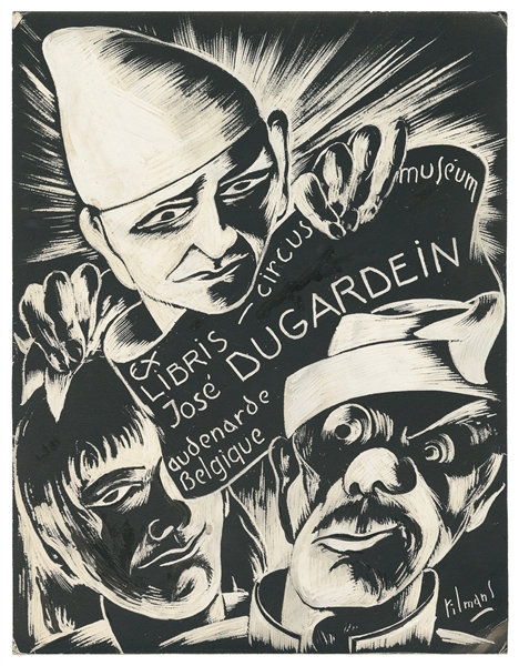  [BOOKPLATE]. Original bookplate artwork for Jose Dugardein....