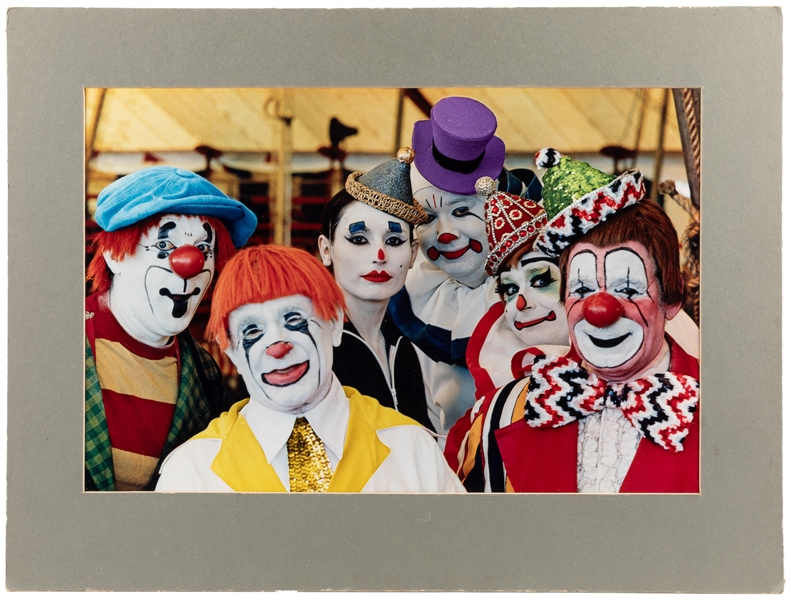  [CIRCUS PHOTOGRAPHY]. Group of clowns. 1980s. Dye transfer ...