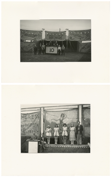  [CIRCUS PHOTOGRAPHY]. Two circus and sideshow bannerline ph...