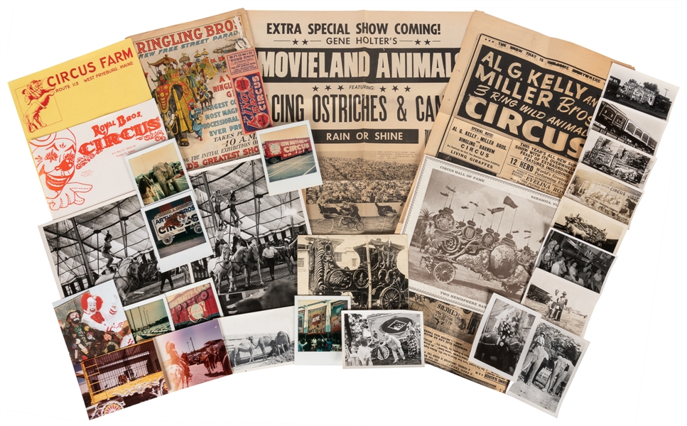  Lot of circus snapshots and miscellaneous ephemera. Circa 1...