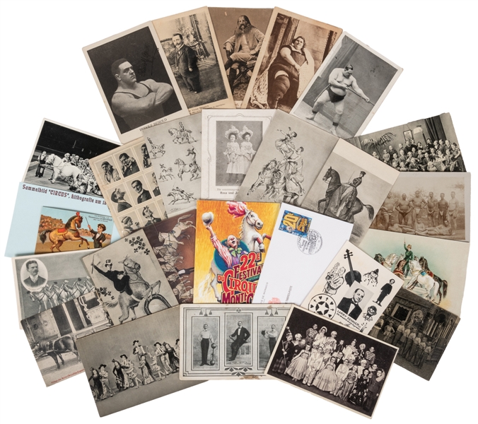  [POSTCARDS]. Group of 35 Circus and Sideshow Postcards. 190...